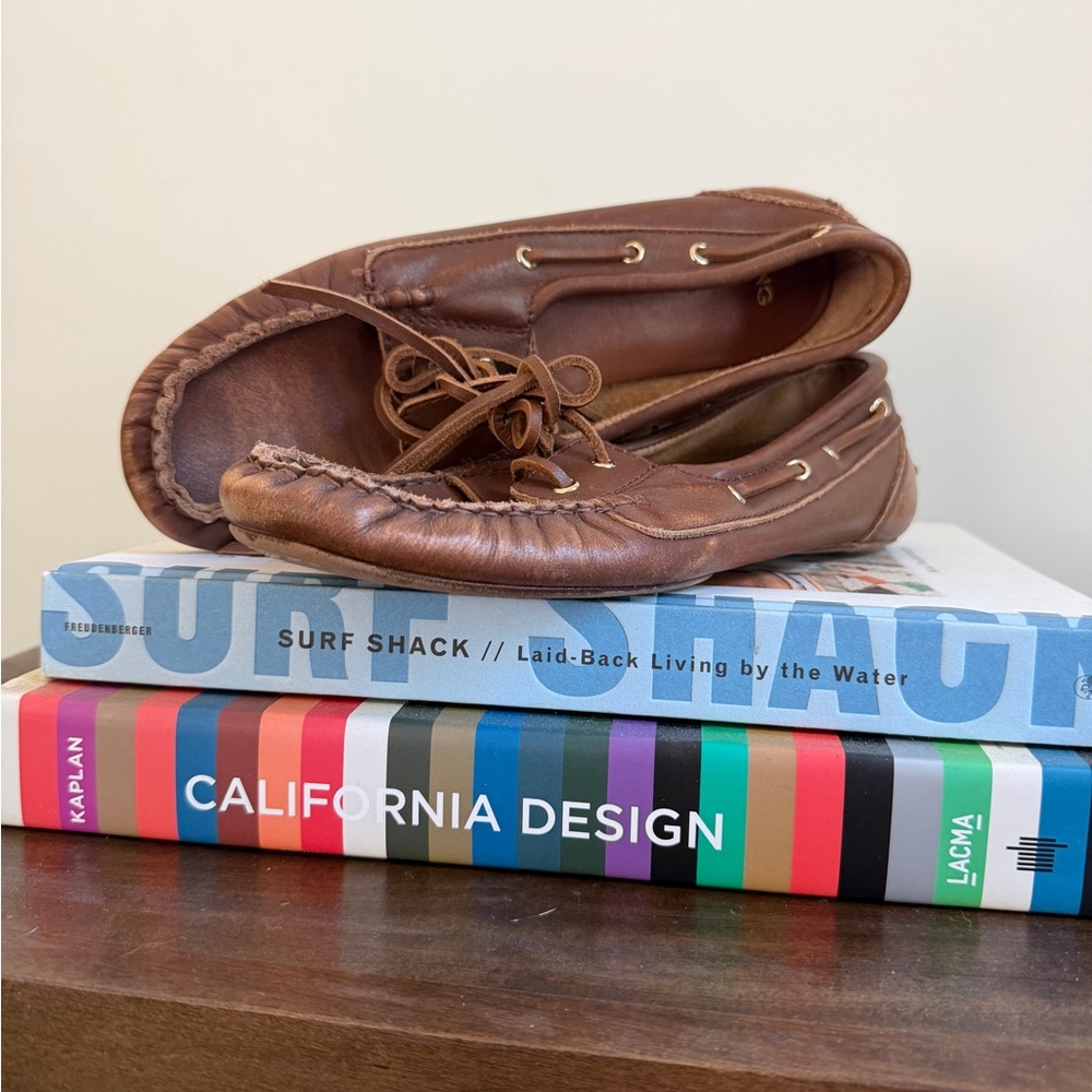 MANGO Leather boat shoe - size 38